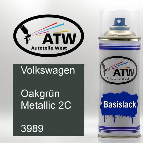 Volkswagen, Oakgrün Metallic 2C, 3989: 400ml Sprühdose, von ATW Autoteile West.